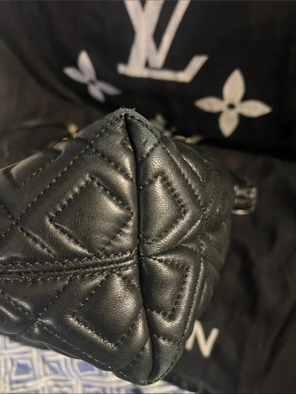 Tory Burch Quilted Black Leather Tote with Chain Handles